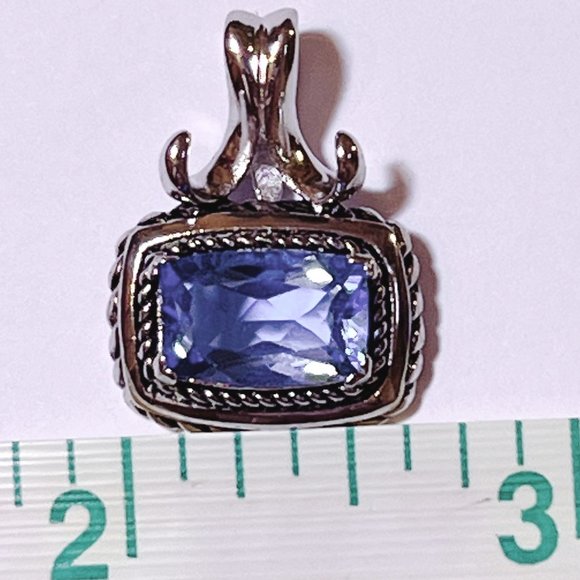 NEW Blue Cushion Cut GEMSTONE Silver Pendant - 925 SILVER - Picture 2 of 8